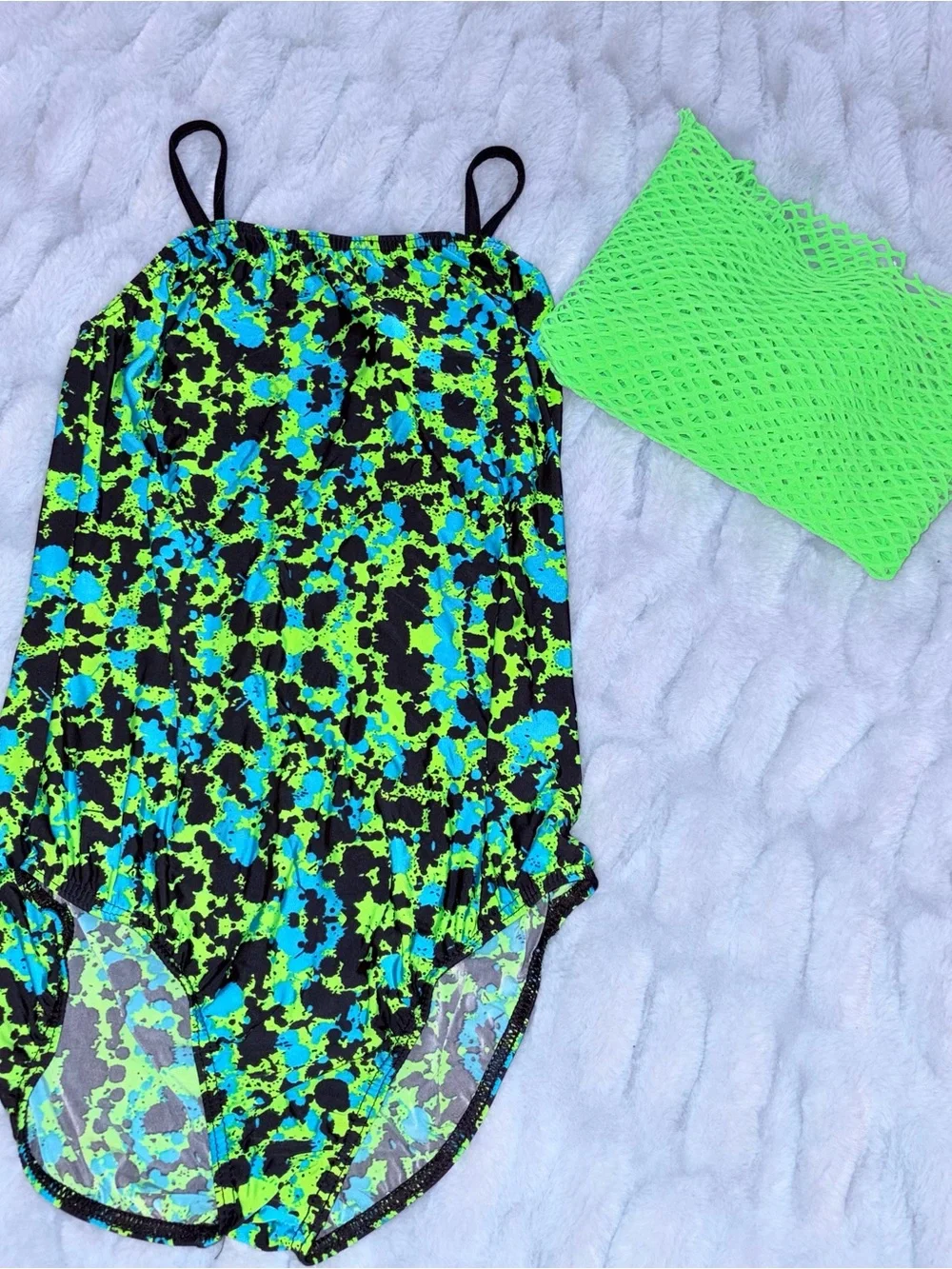 Weissman Girls Dance Costume - Neon Splash Pattern - Size XLC